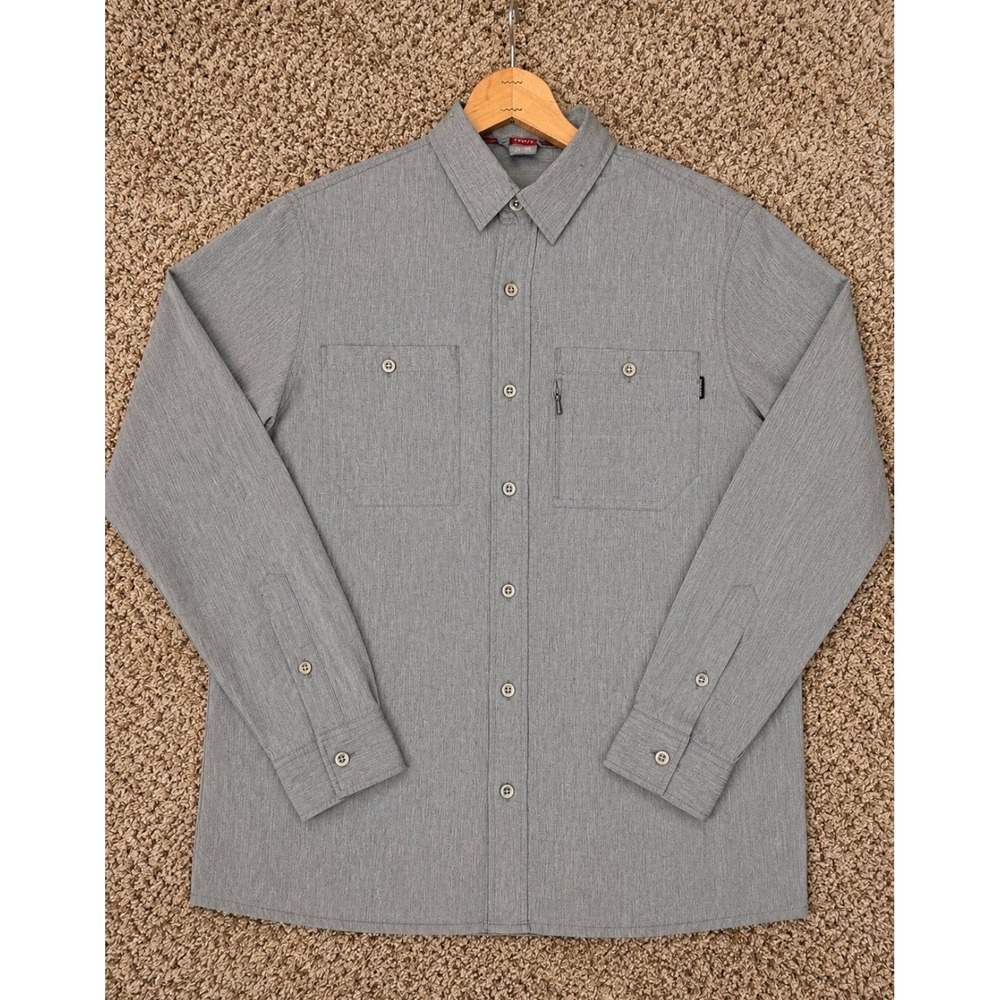 OUTDOOR RESEARCH Shirt Mens Medium Gray Wayward Roll Tab Button Hiking Gorpcore